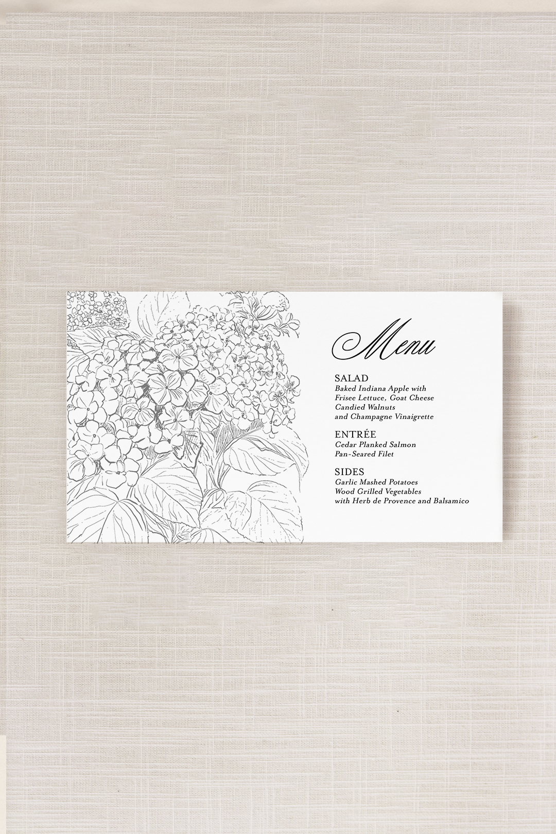 Adrianna Collection | 4.5"x 7.5" Menu Card | Flat Printing