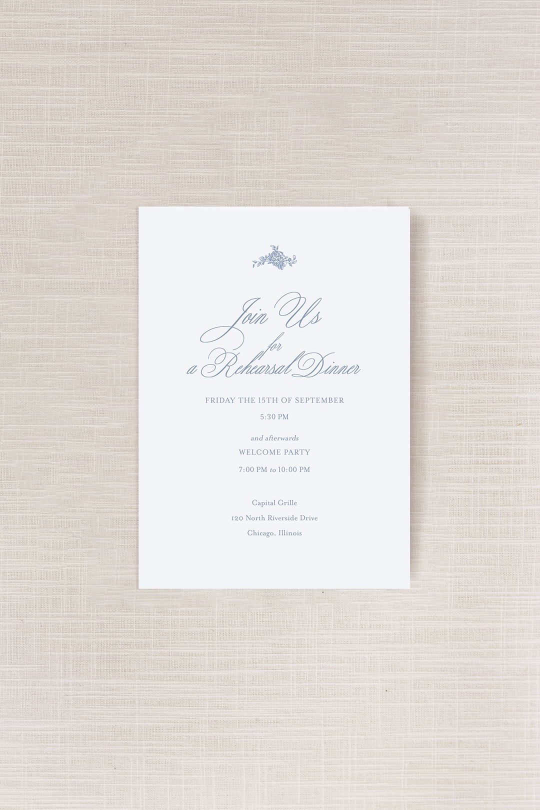 Adrianna Collection | 5"x 7" (A7) Rehearsal Dinner Invitation | Flat Printing