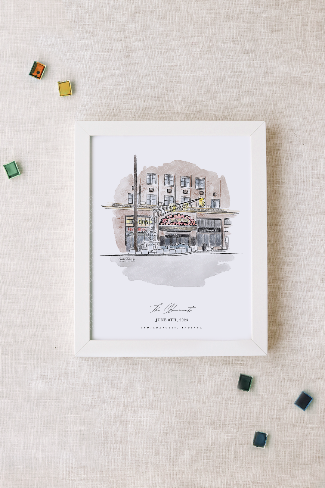 Fountain Square Personalized Watercolor