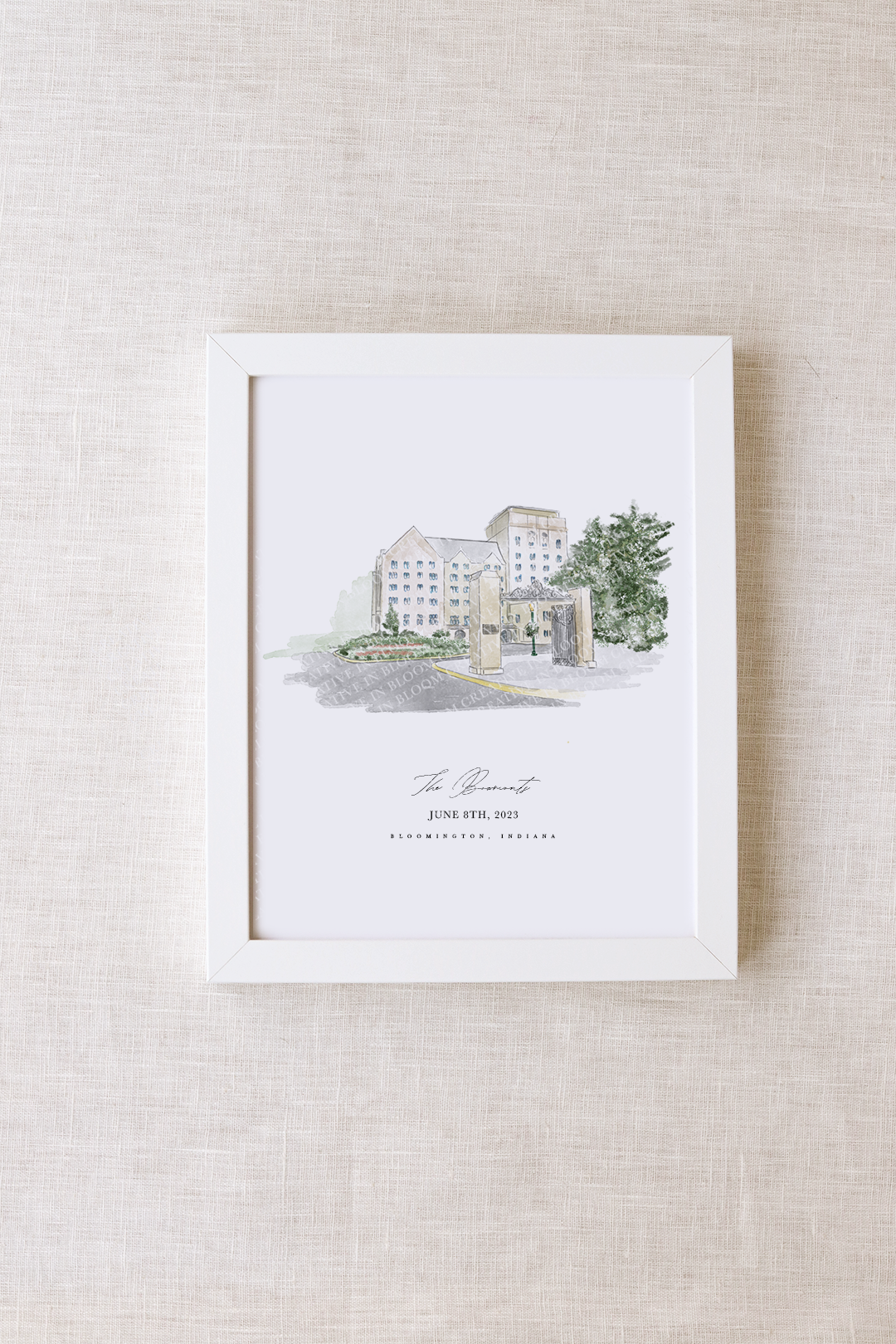 Indiana University Biddle Hotel Personalized Watercolor