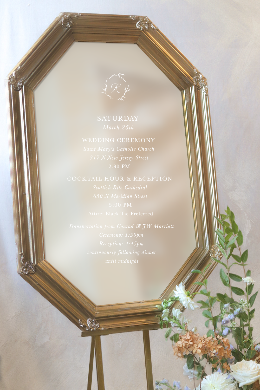 Ornate Octagon Gold Mirror 22" x 34" | LOCAL RENTAL