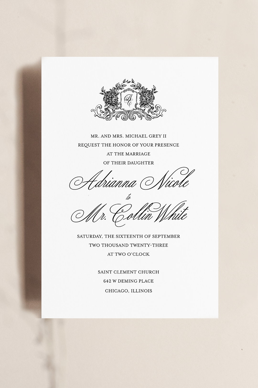 Adrianna Collection | 5.5"x 8.5" (A9) Invitation Card | Flat Printing