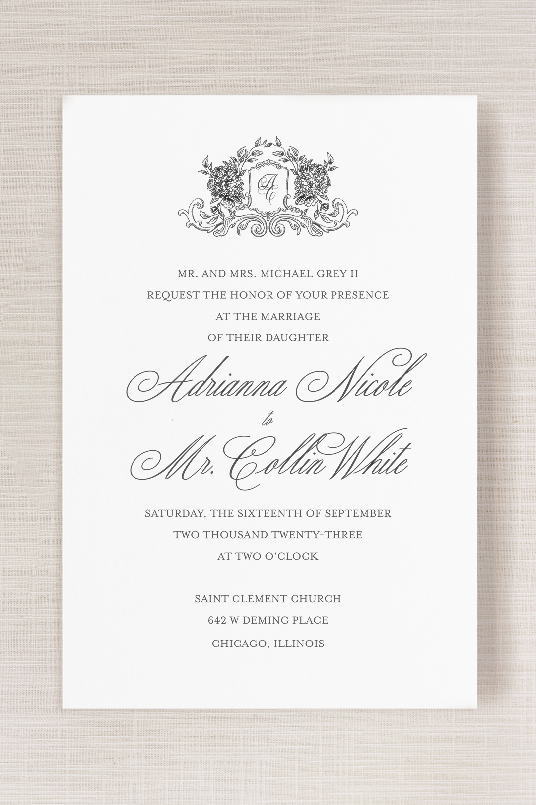 Adrianna Collection | 5.5"x 8.5" (A9) Invitation Card | Flat Printing