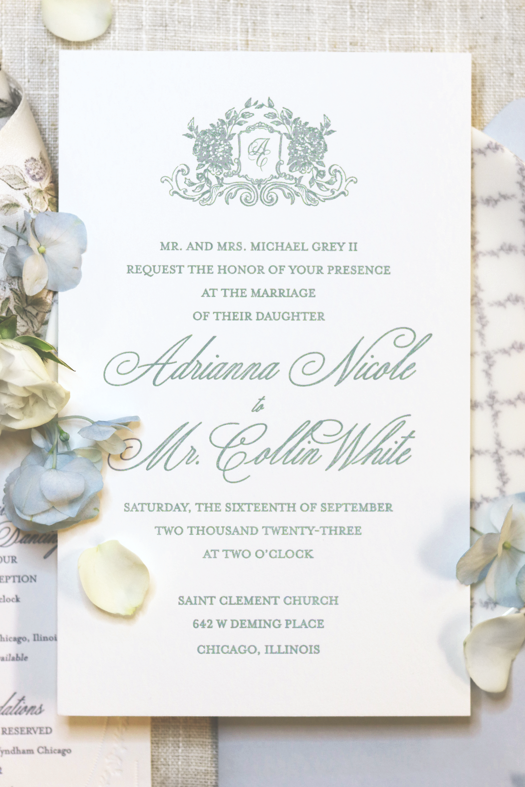 Adrianna Collection | 5.75"x 9.25" (A10) Invitation Card | Letterpress Printing