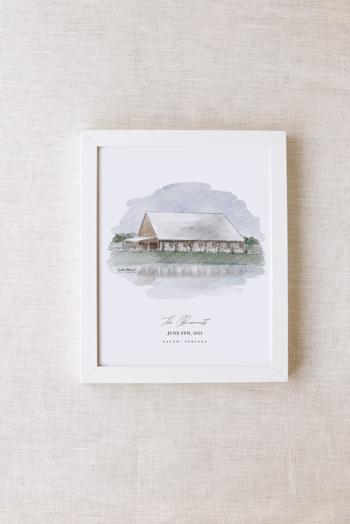Barn on Boundary Personalized Watercolor