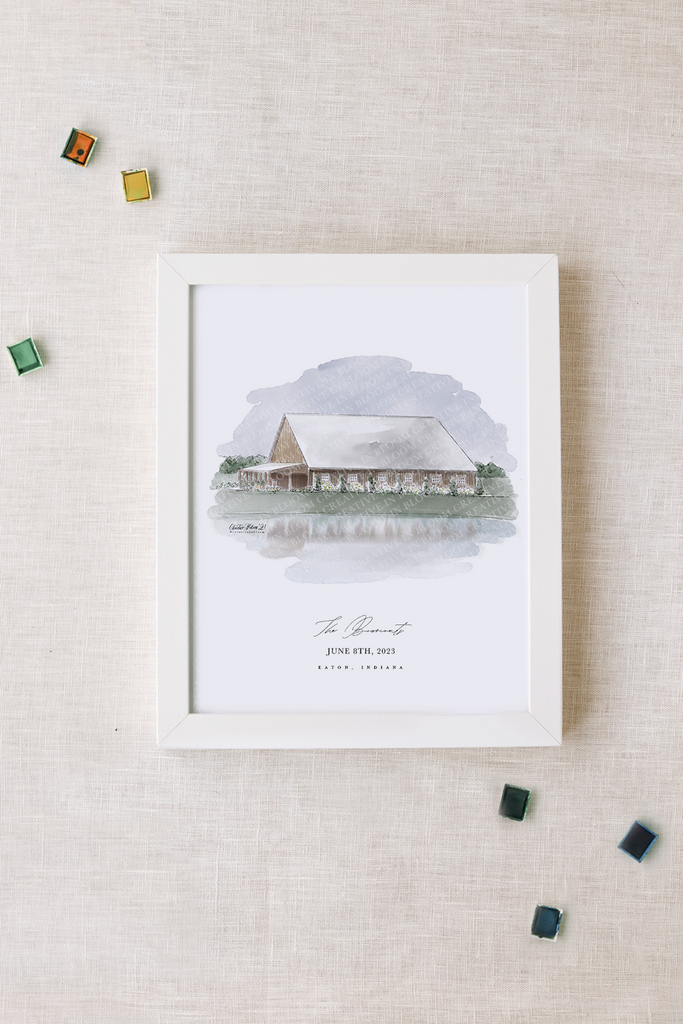 Barn on Boundary Personalized Watercolor