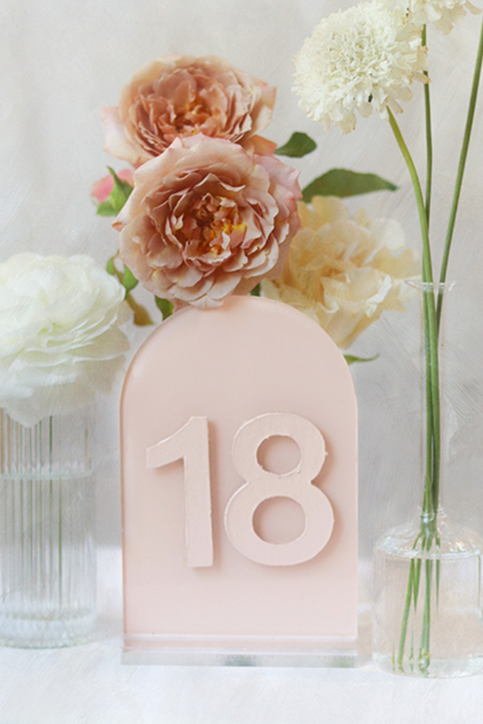 Arched Blush Table Numbers | RENTAL