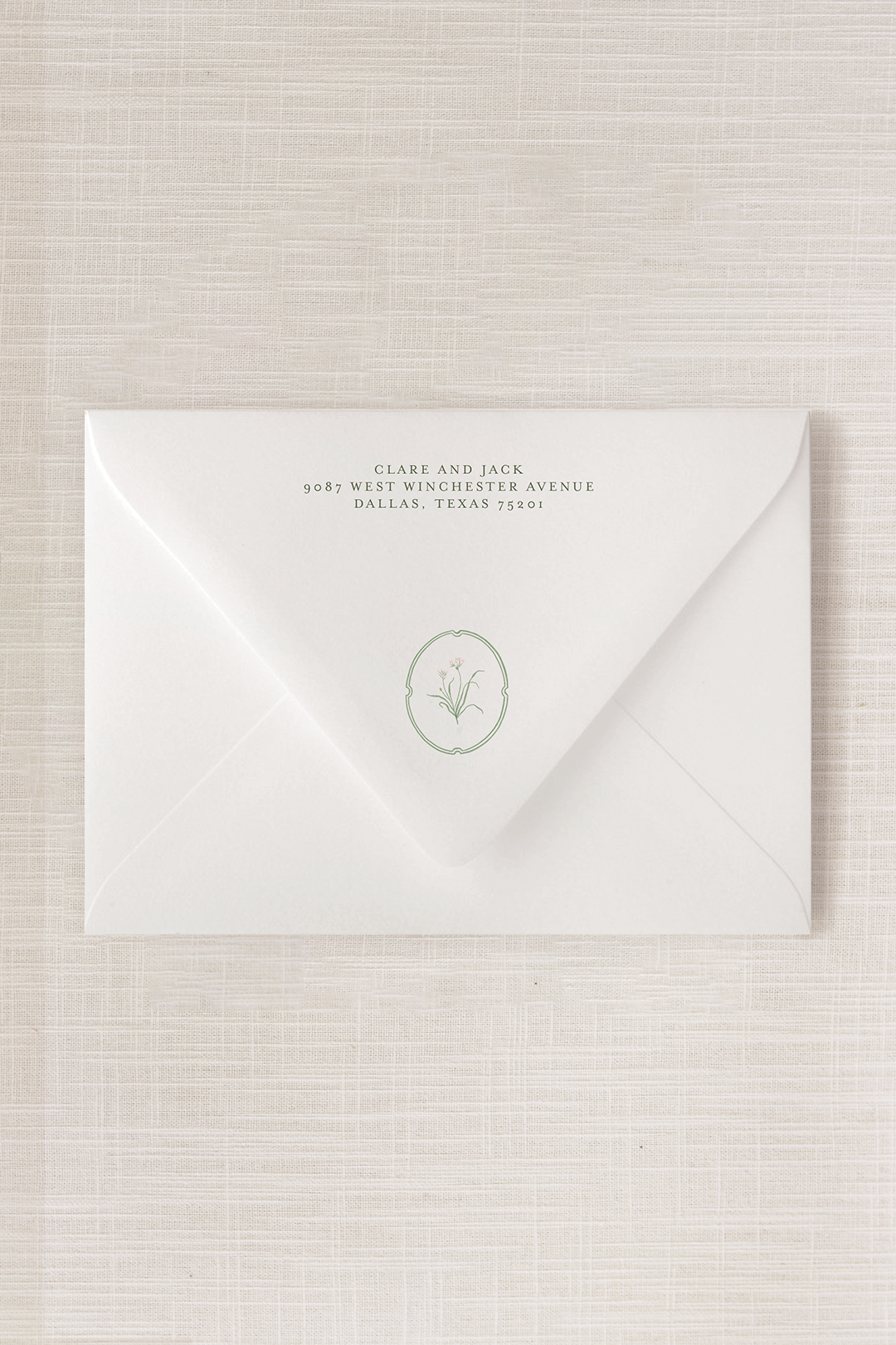 Clare Collection | (A7) Return Address Only Blank Front | Dark Sage Green Flat Print