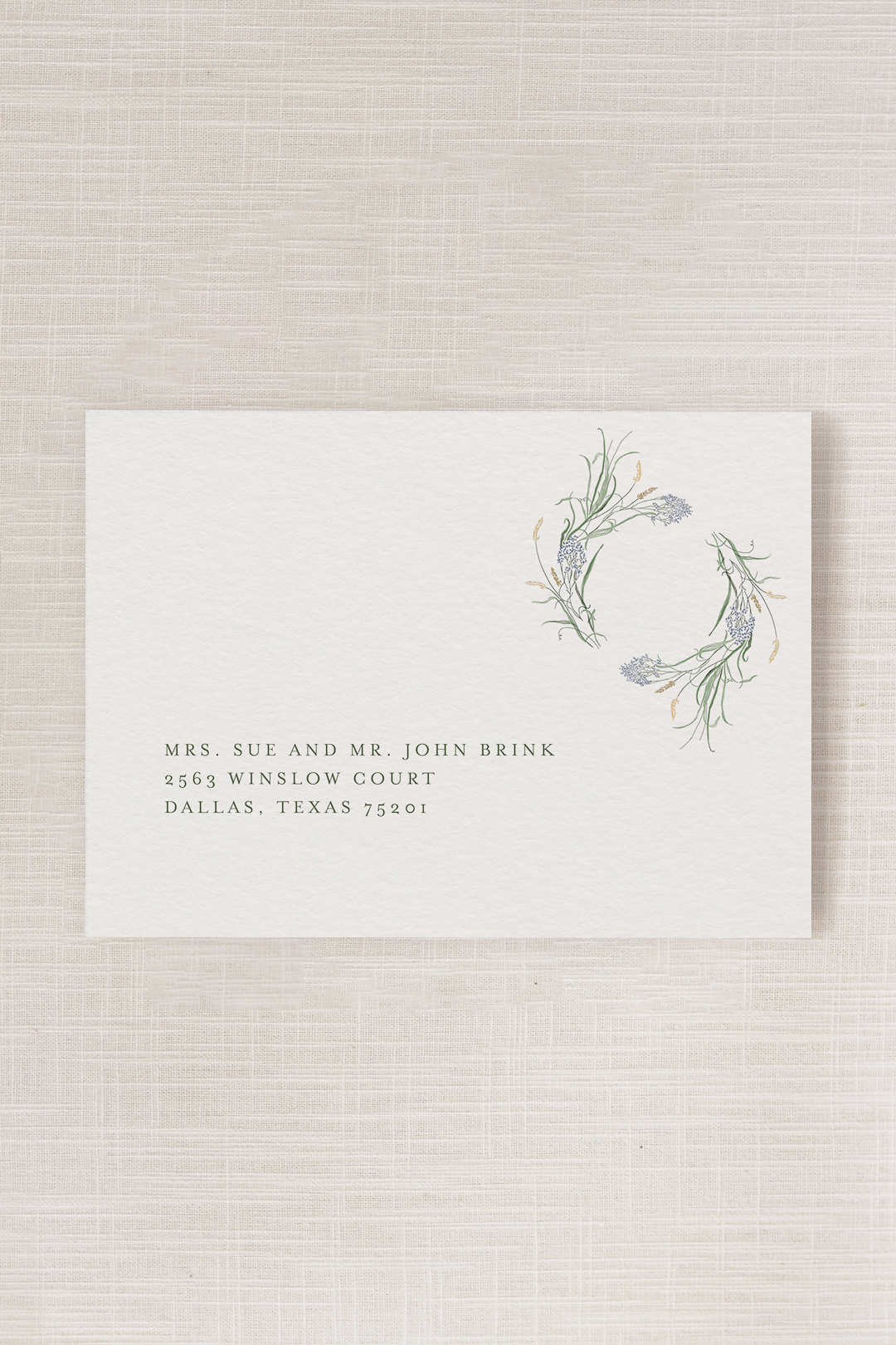 Clare Collection | (A7) Addressed Envelope | Sage Green Variations Flat Print