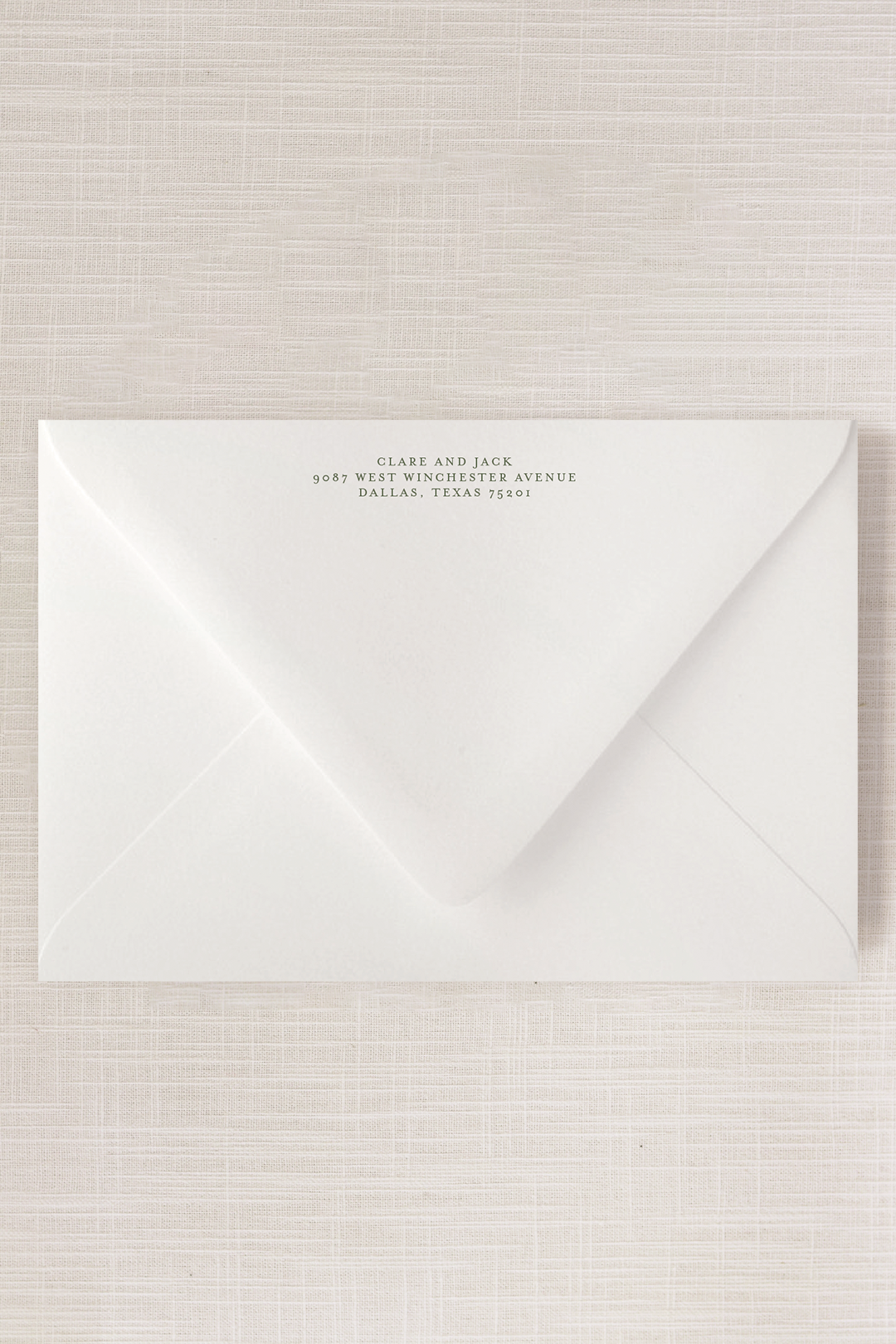 Clare Collection | (A9) Return Address Only Blank Front Envelope | Dark Sage Green Flat Print