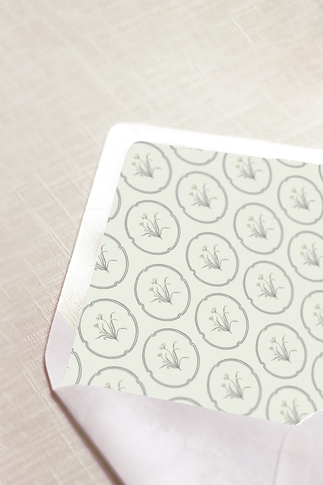 Clare Collection | (A9) Envelope Liner No.1 | Sage Green Dainty Print