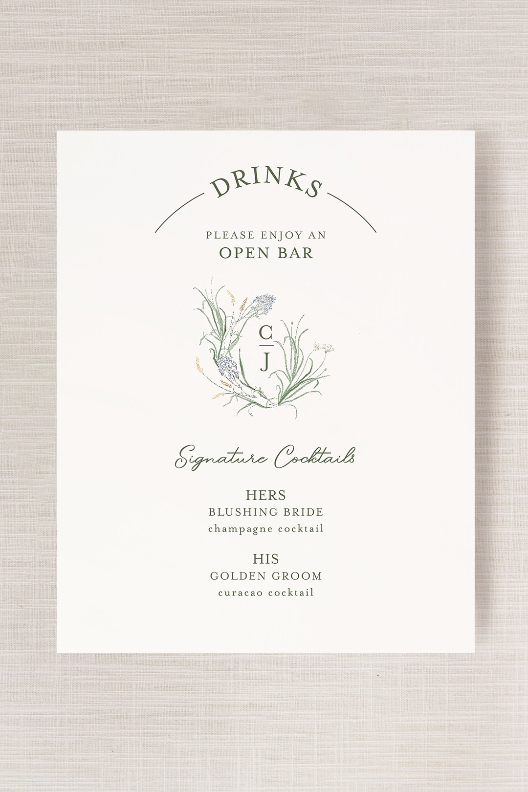 Clare Collection | 8"x 10" Bar Sign Print | Flat Printing