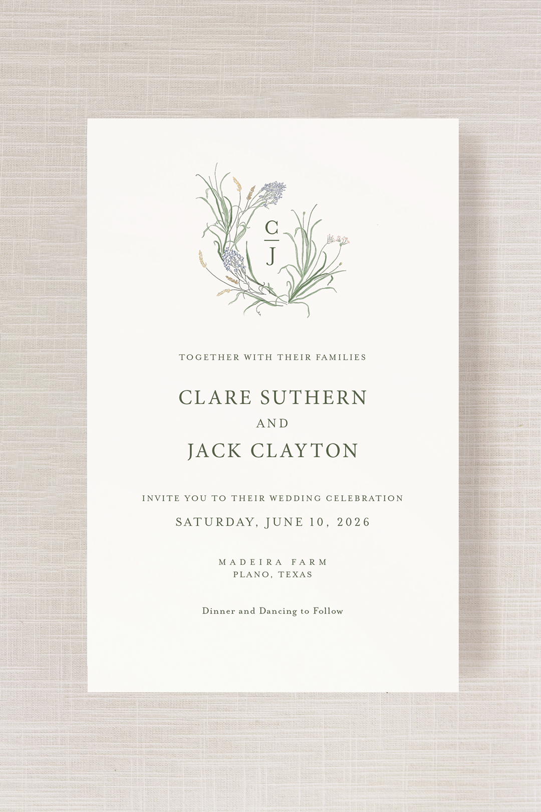 Clare Collection | 5.5"x 8.5" (A9) Invitation Card | Flat Printing