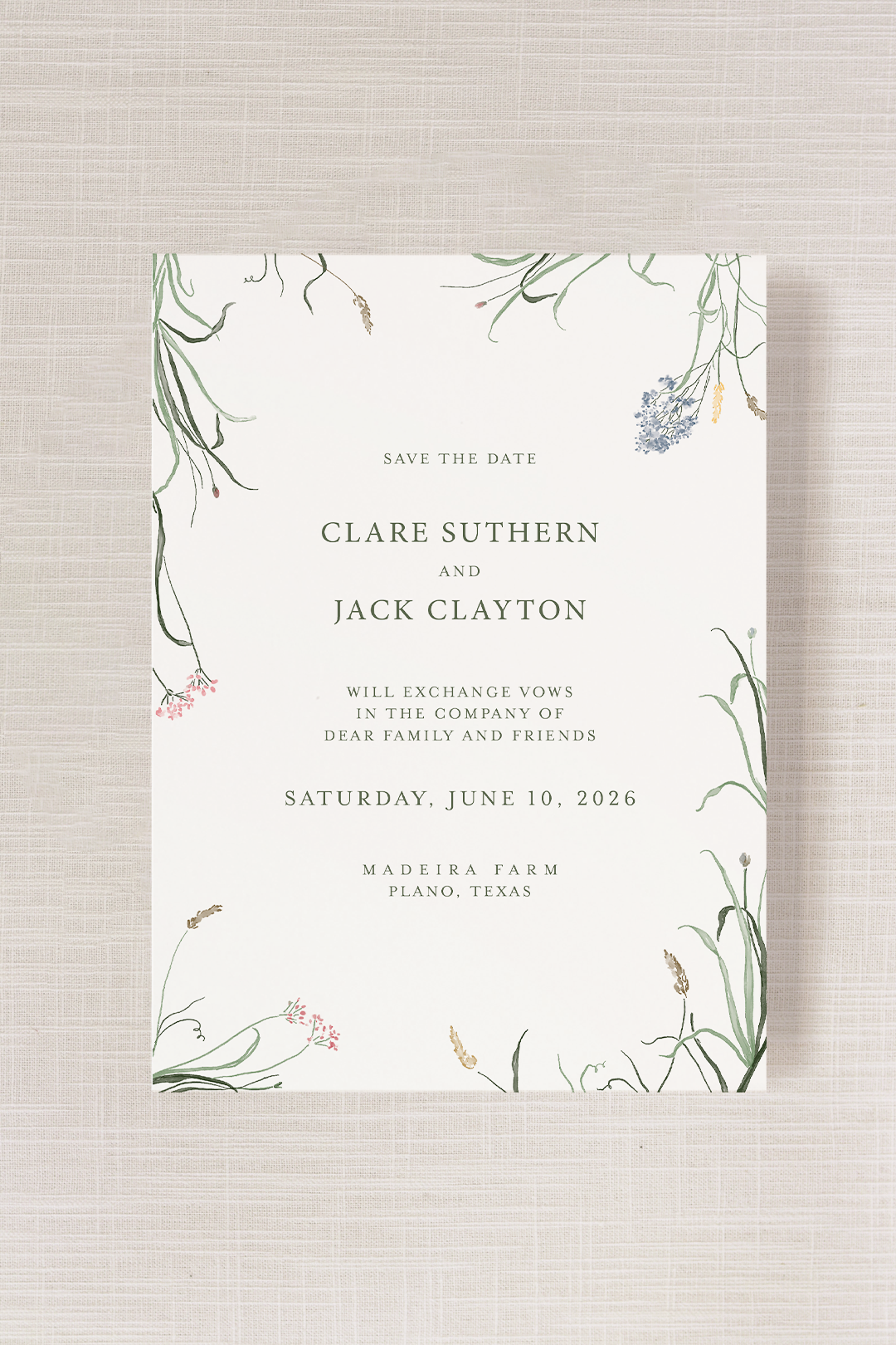 Clare Collection | 5"x 7" (A7) Save the Date Card | Flat Printing