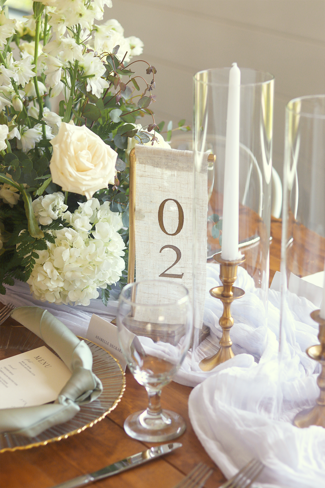 Gold Pipe and Linen Table Numbers | RENTAL