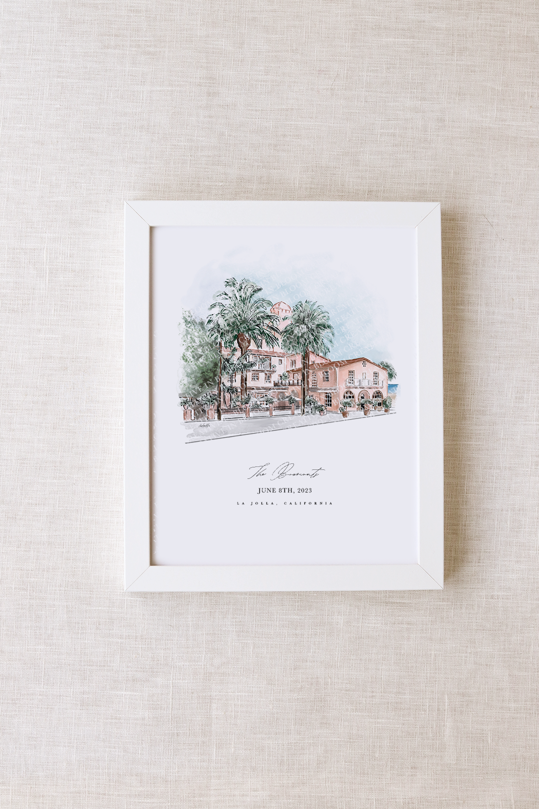 La Valencia Hotel Personalized Watercolor