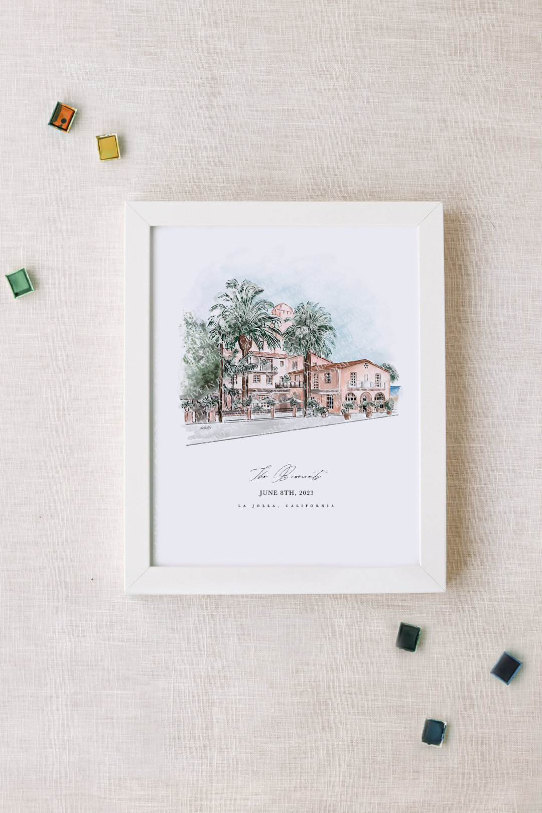 La Valencia Hotel Personalized Watercolor