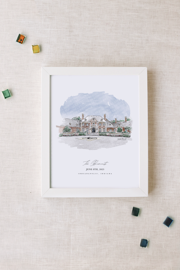 Lucas Oil Mansion Personalized Watercolor