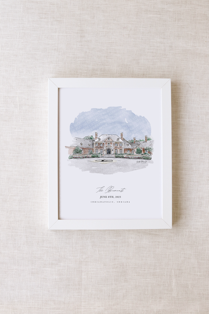 Lucas Oil Mansion Personalized Watercolor