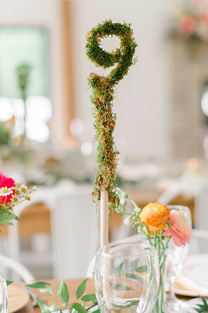 Moss Covered Table Numbers | RENTAL