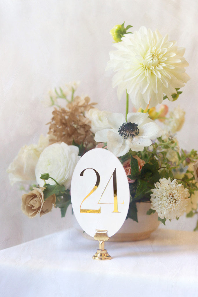 Gold Oval Table Numbers | PURCHASE